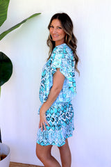 Holiday Dreaming Short Beach Dress/Top In Mint Diamond