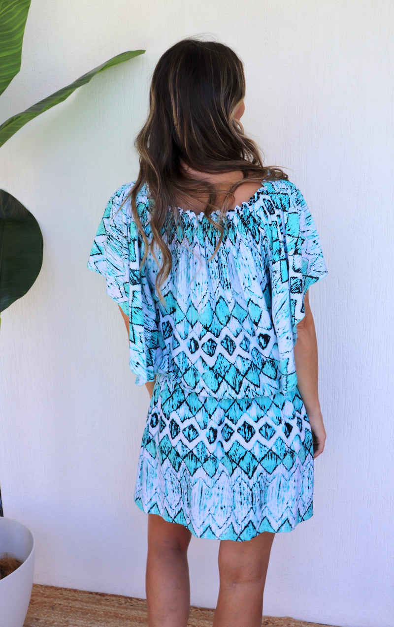 Holiday Dreaming Short Beach Dress/Top In Mint Diamond