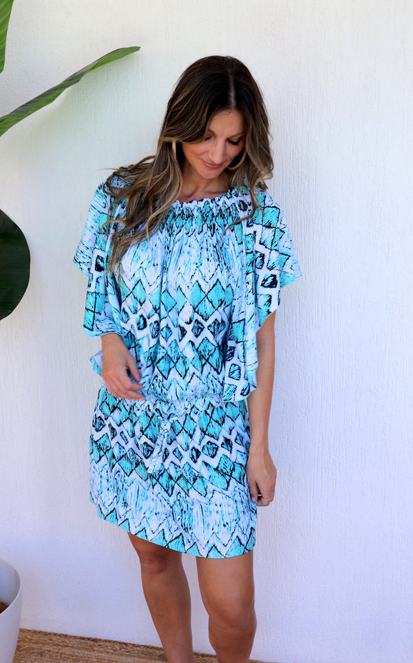 Holiday Dreaming Short Beach Dress/Top In Mint Diamond