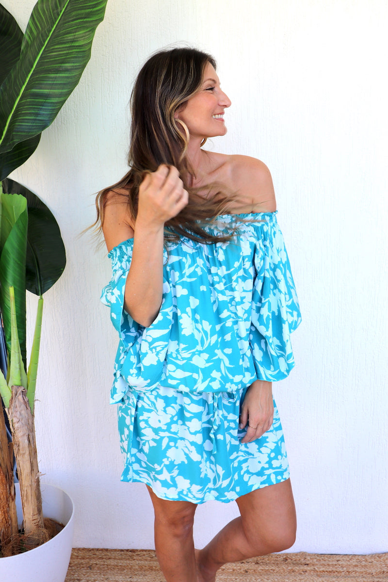 Holiday Dreaming Short Beach Dress/Top In Promise Land Aqua