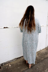 Long Kaftan In Sky Blue Animal