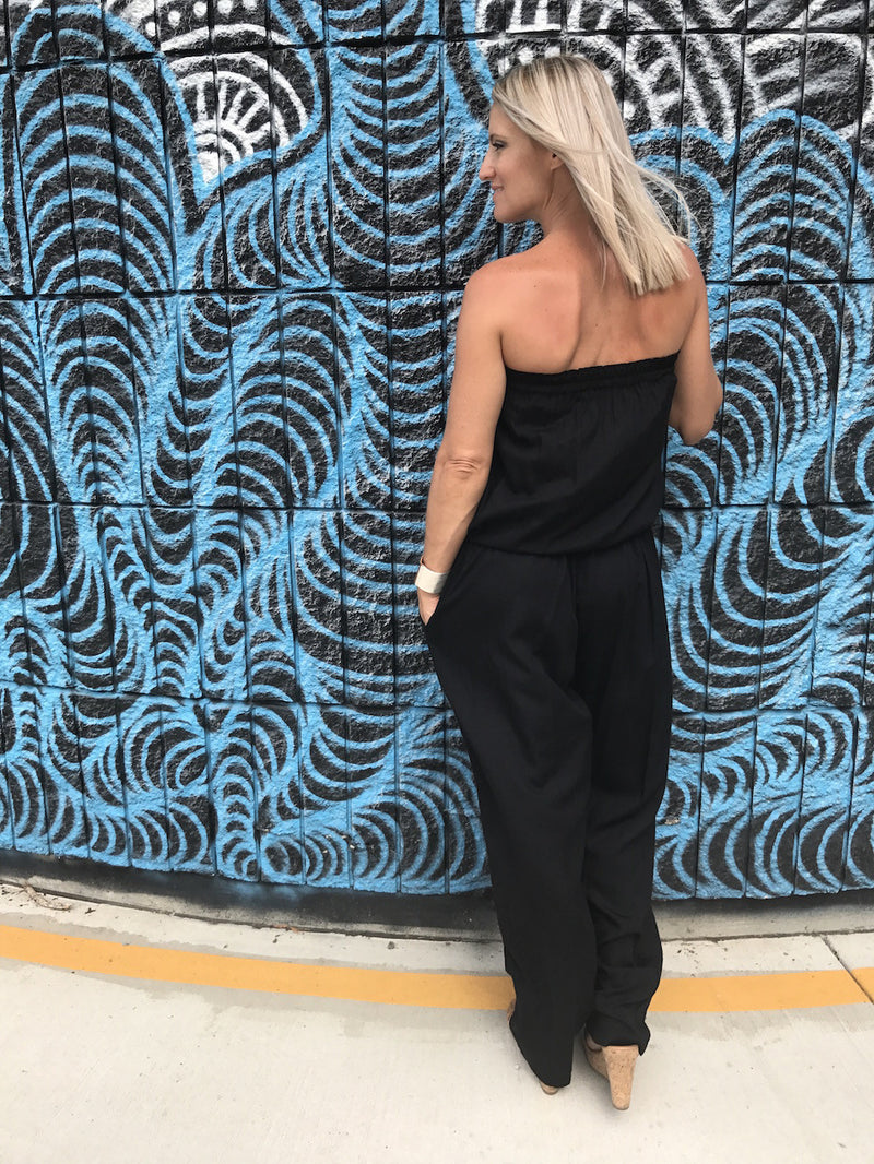 Living It Up Long Jumpsuit In Black