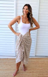 Take Me Away Sarong Zebra Taupe