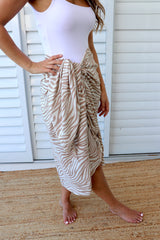 Take Me Away Sarong Zebra Taupe