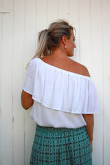 Love The Frill On Or Off the Shoulders Top In White