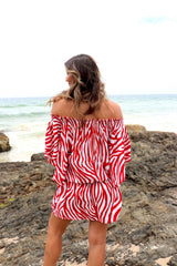 Holiday Dreaming Short Beach Dress/Top In Zebra Red