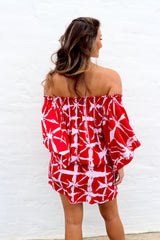 Holiday Dreaming Short Beach Dress/Top In Bamboo Red