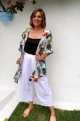 Short White Toucan Kimono