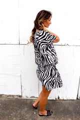 Holiday Dreaming Short Beach Dress/Top In Zebra Black