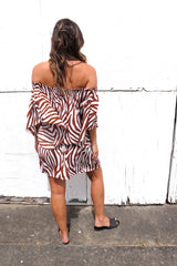 Holiday Dreaming Short Beach Dress/Top In Zebra Chocolate