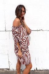 Holiday Dreaming Short Beach Dress/Top In Zebra Chocolate