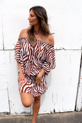 Holiday Dreaming Short Beach Dress/Top In Zebra Chocolate