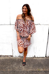 Holiday Dreaming Short Beach Dress/Top In Zebra Chocolate