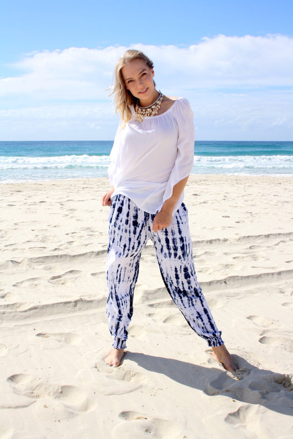 Perfect Travel Elastic Long Pant In Blue Splash