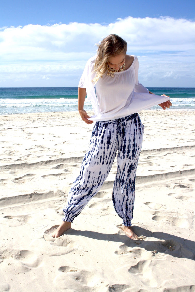 Perfect Travel Elastic Long Pant In Blue Splash