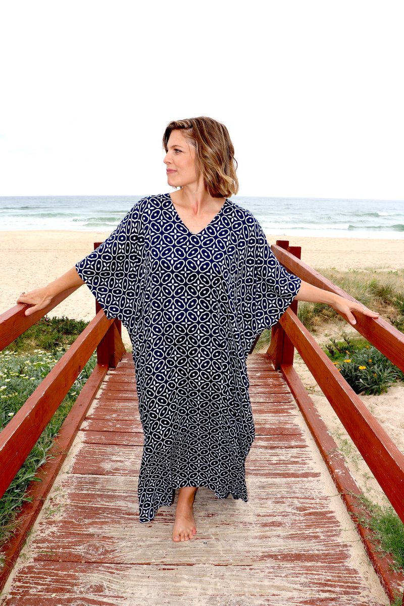 Long Kaftan In Metric Navy