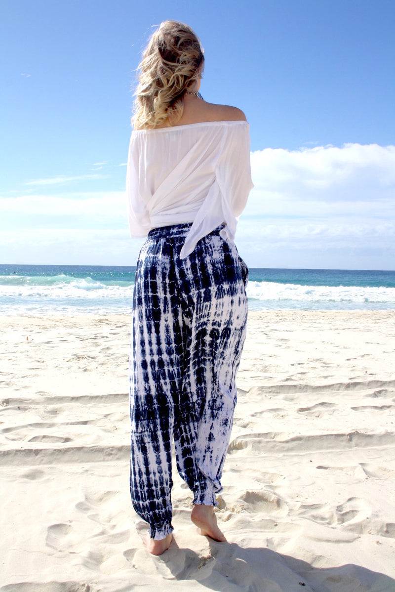 Perfect Travel Elastic Long Pant In Blue Splash