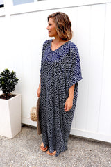 Long Kaftan In Metric Navy