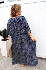 Long Kaftan In Metric Navy