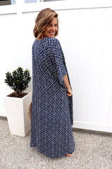 Long Kaftan In Metric Navy