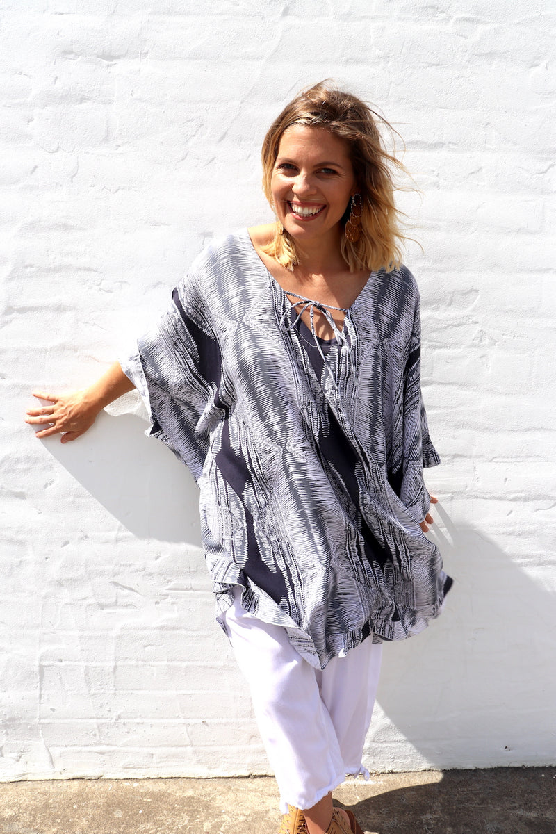 Set Free Batwing Top/Dress In Heartbeat Charcoal