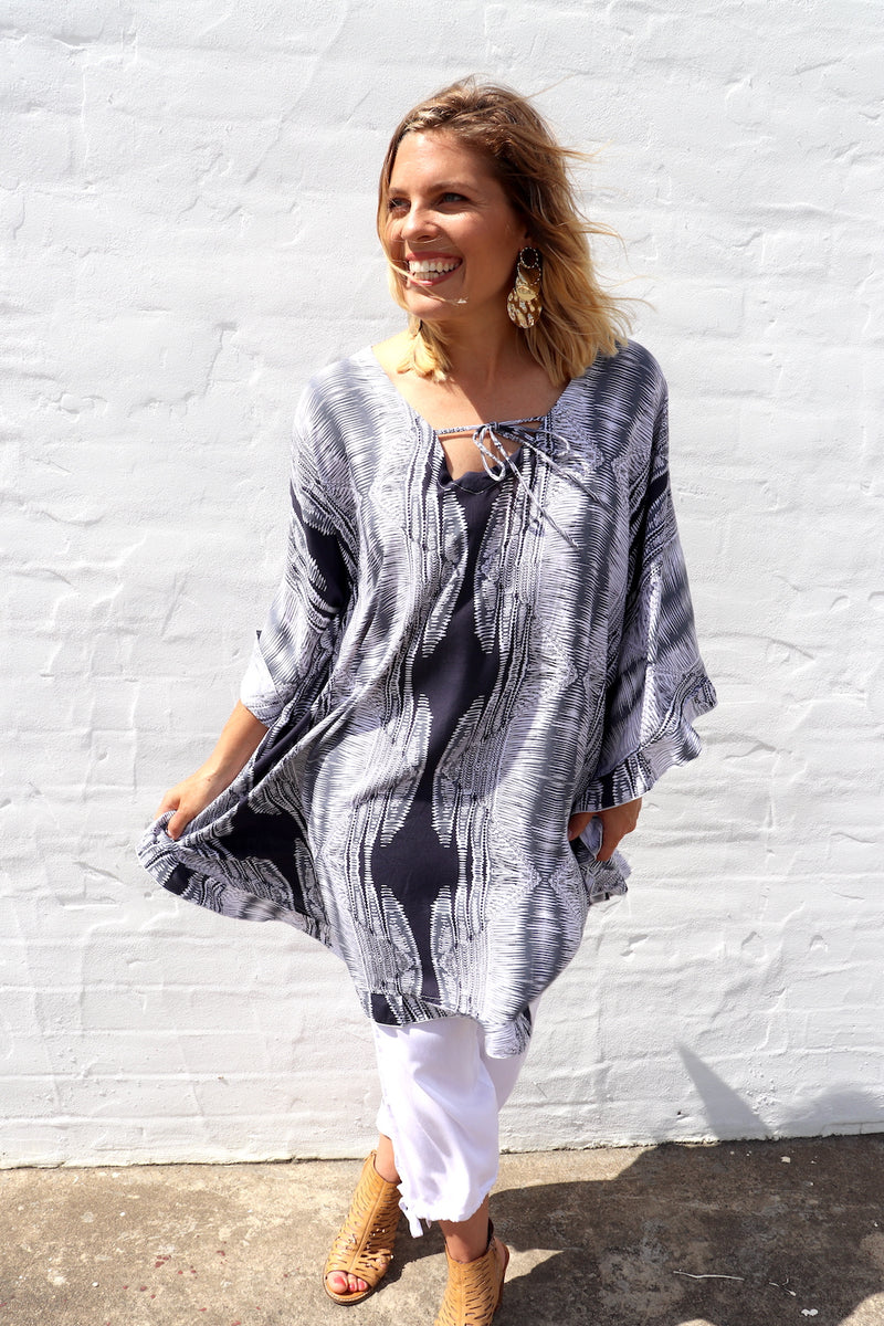 Set Free Batwing Top/Dress In Heartbeat Charcoal
