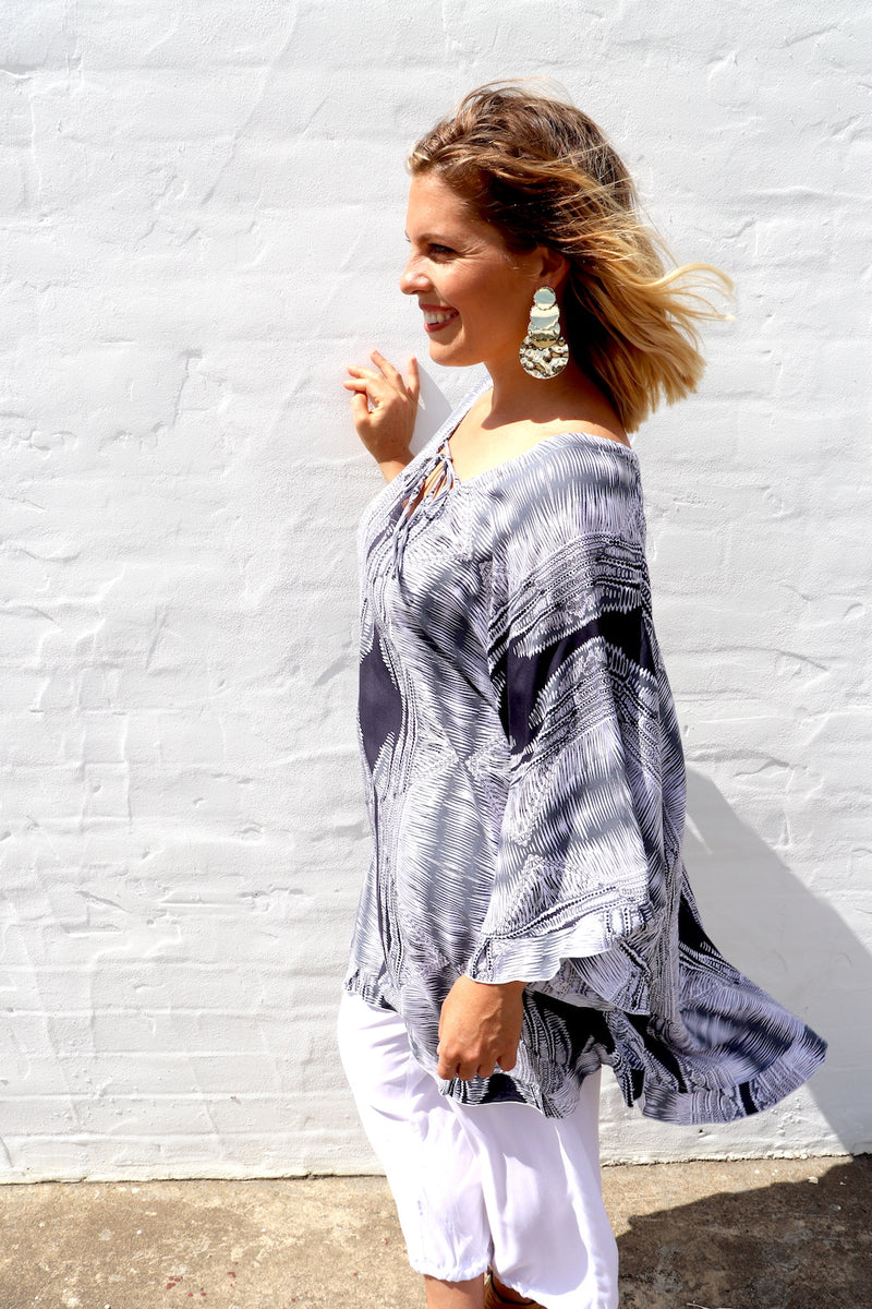 Set Free Batwing Top/Dress In Heartbeat Charcoal
