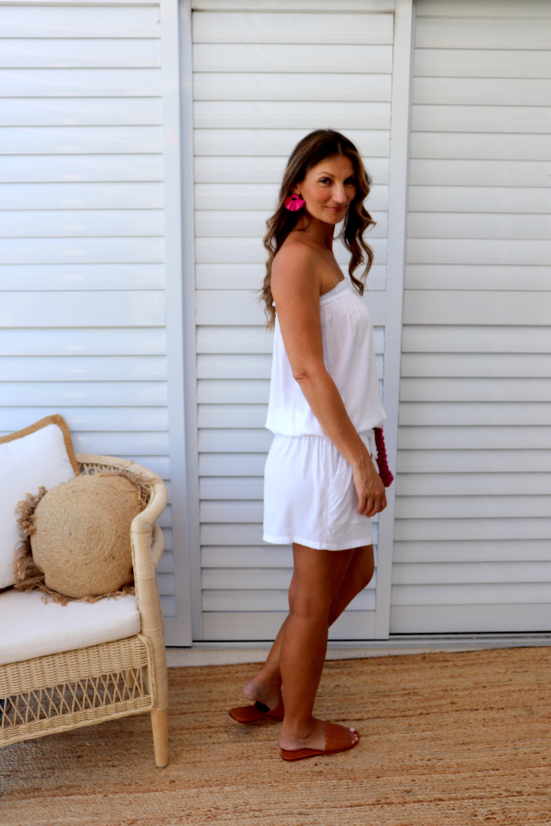 Maldives Short Jumpsuit in Plain White