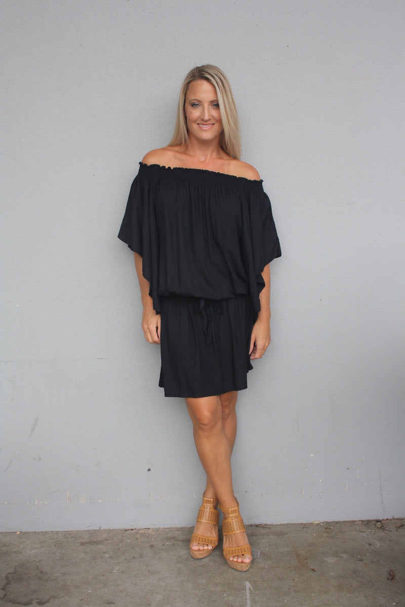 Holiday Dreaming Short Beach Dress/Top In Black