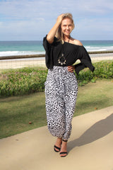 Harem Elastic Long Pant In Leopard Fish