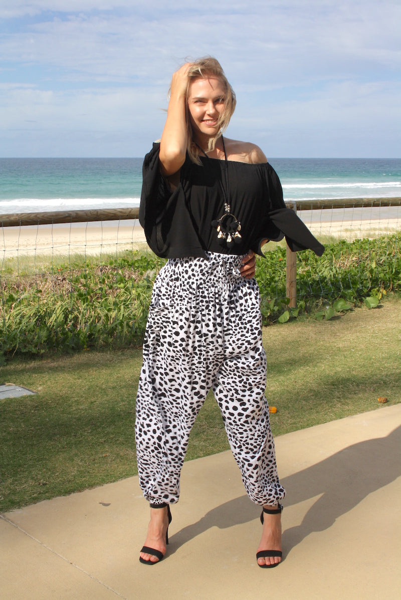 Harem Elastic Long Pant In Leopard Fish