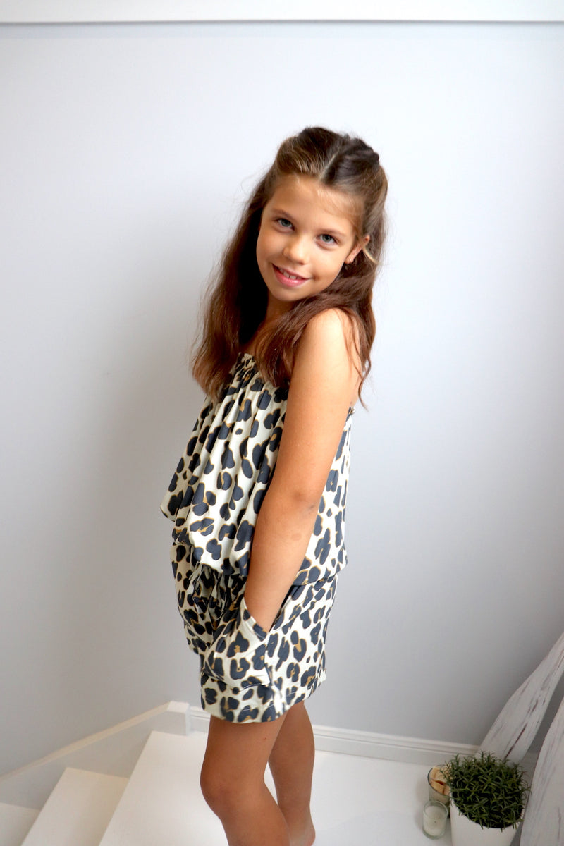 Girls Maldives Short Jumpsuit In Grey Jaguar