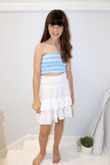 Ladies or Girls Ripple Effect Mini Skirt In White