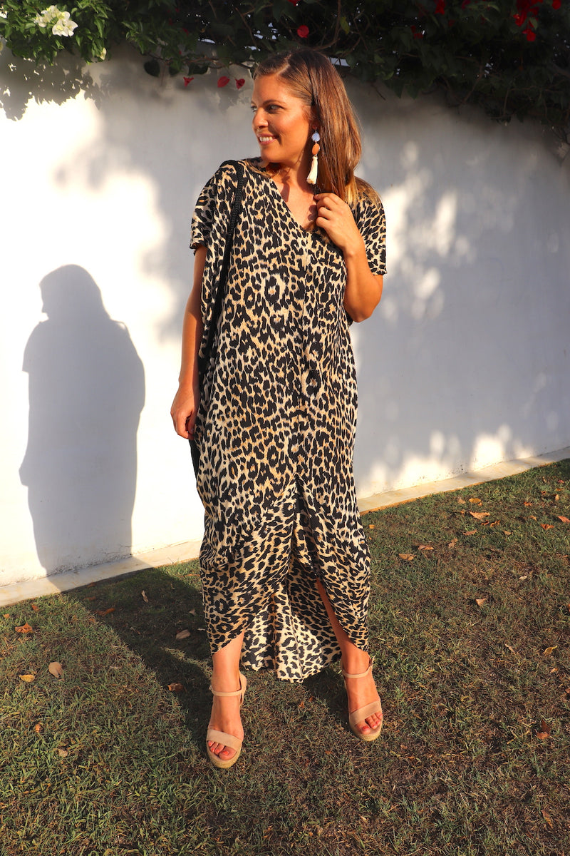 Island Holiday High Low Dress In Leopard