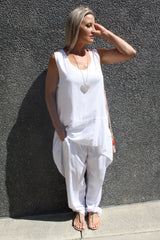 Marina Mirage Elastic Long Pant In White