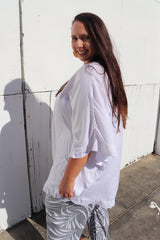 Set Free Batwing Top/Dress In White