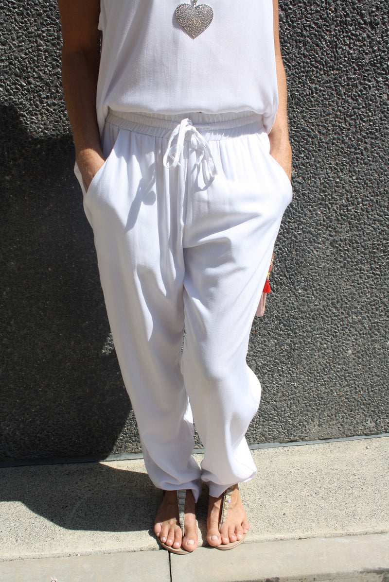 Marina Mirage Elastic Long Pant In White