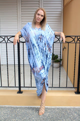 Island Holiday High Low Dress In Blue Splash