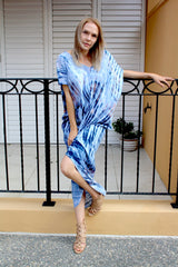 Island Holiday High Low Dress In Blue Splash