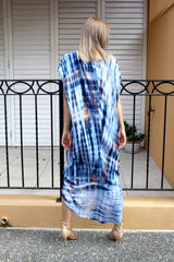 Island Holiday High Low Dress In Blue Splash