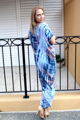Island Holiday High Low Dress In Blue Splash