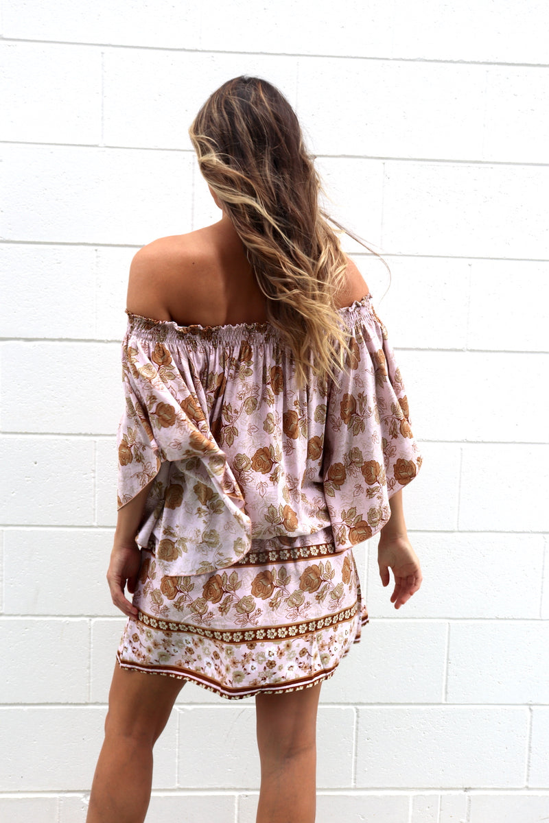 Holiday Dreaming Short Beach Dress/Top In Pink Earth Rose