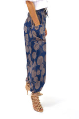 Harem Elastic Long Pant In Blue Tea