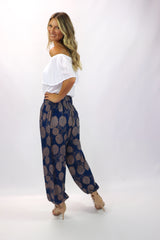 Harem Elastic Long Pant In Blue Tea