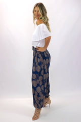 Harem Elastic Long Pant In Blue Tea