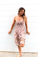 Strapless Beach Dress/Skirt in Pink Earth Rose
