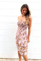 Strapless Beach Dress/Skirt in Pink Earth Rose