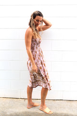 Strapless Beach Dress/Skirt in Pink Earth Rose