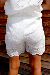 Anglaise Cotton Shorts in White