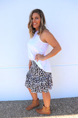 Ripple Effect Mini Skirt Black Leopard